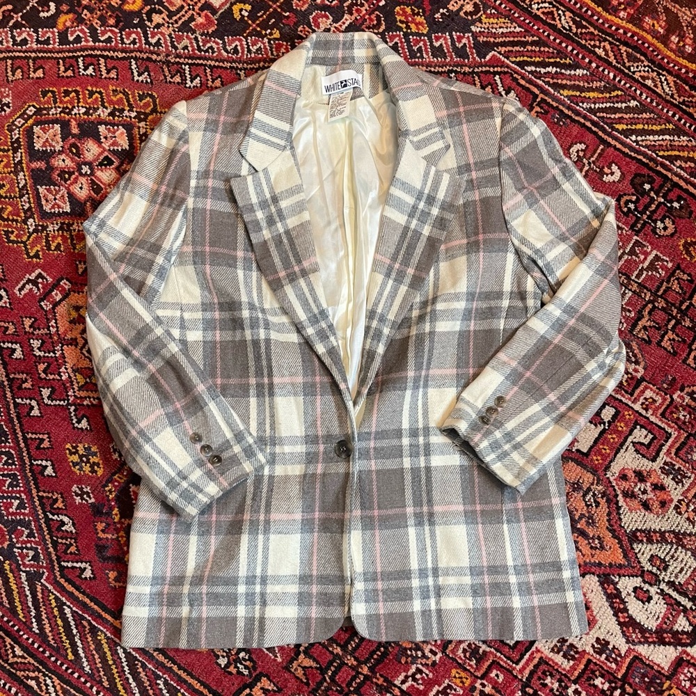 Longline Plaid Vintage Blazer